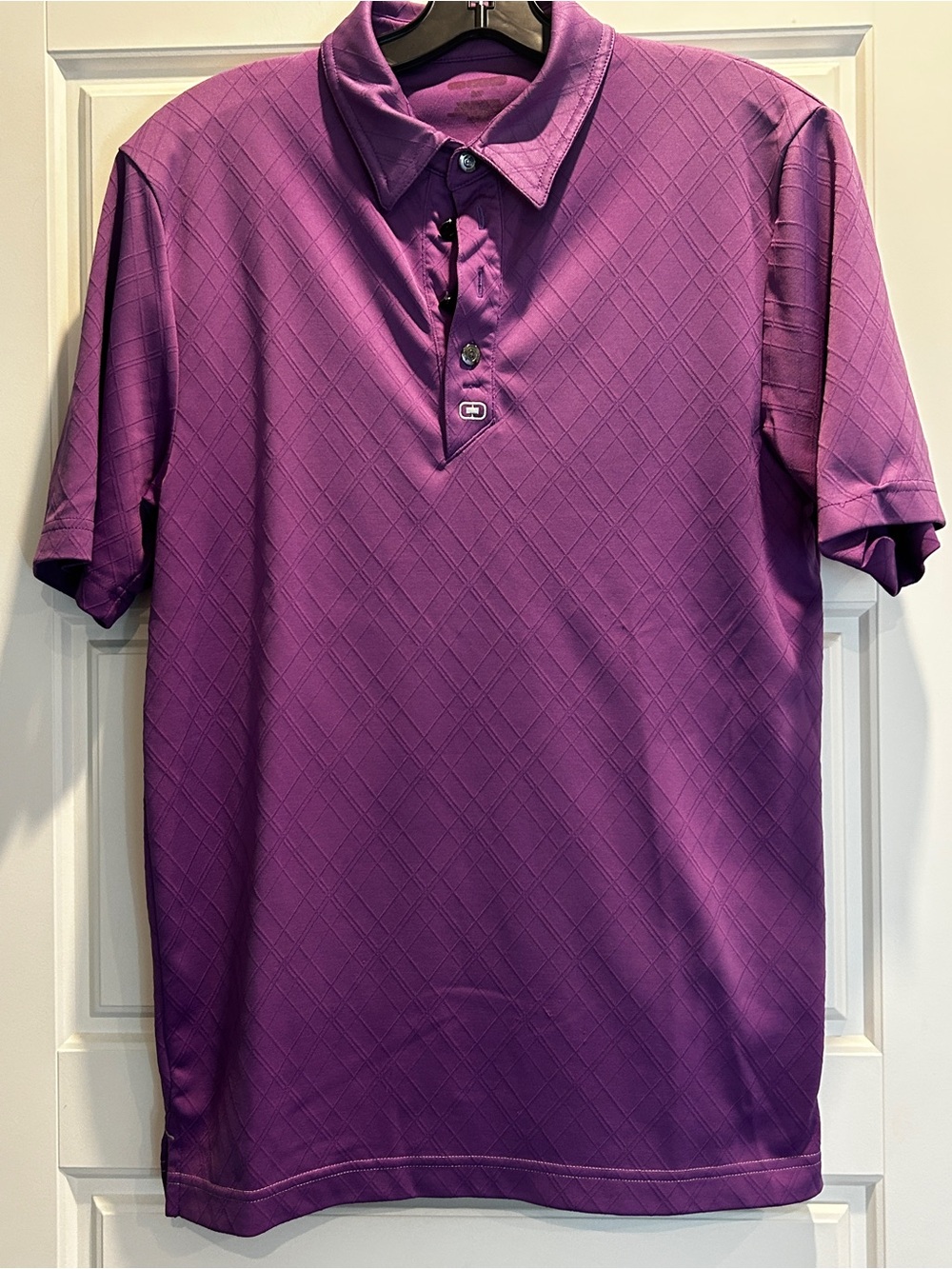 OGUO Men's Purple Diamond-Texture Polo Shirt